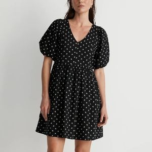 Madewell V-Neck Puff Sleeve Mini Dress in Floral Ikat